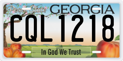 GA license plate CQL1218