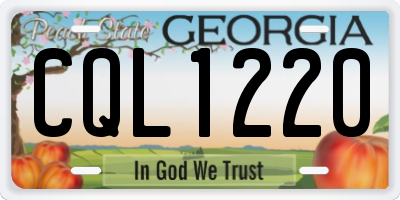 GA license plate CQL1220