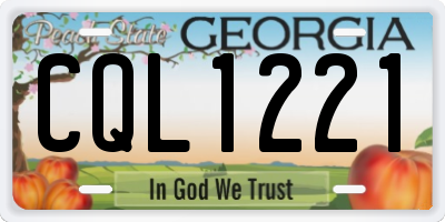 GA license plate CQL1221