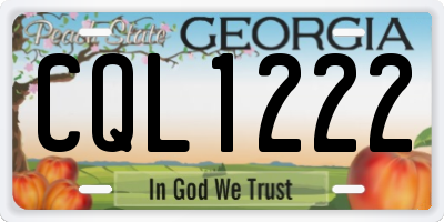 GA license plate CQL1222