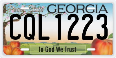 GA license plate CQL1223