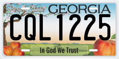 GA license plate CQL1225