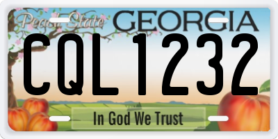 GA license plate CQL1232
