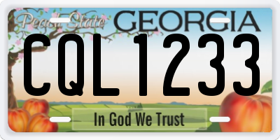 GA license plate CQL1233