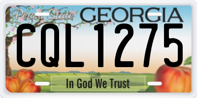 GA license plate CQL1275