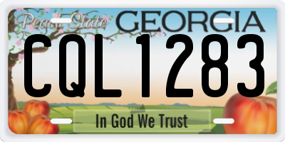 GA license plate CQL1283