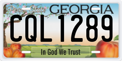 GA license plate CQL1289