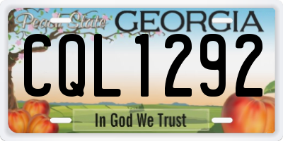 GA license plate CQL1292