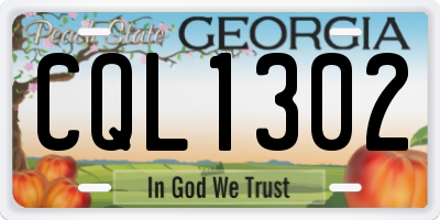 GA license plate CQL1302