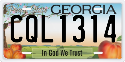 GA license plate CQL1314