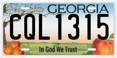 GA license plate CQL1315
