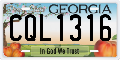 GA license plate CQL1316