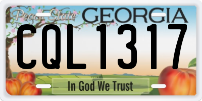 GA license plate CQL1317