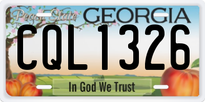 GA license plate CQL1326