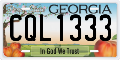 GA license plate CQL1333