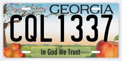 GA license plate CQL1337