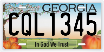GA license plate CQL1345