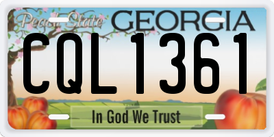 GA license plate CQL1361