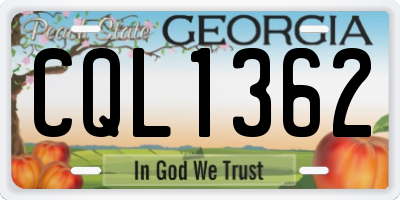 GA license plate CQL1362