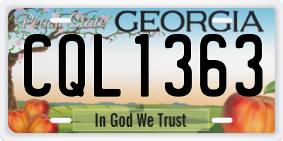 GA license plate CQL1363