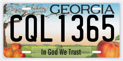 GA license plate CQL1365