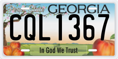 GA license plate CQL1367