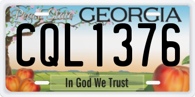 GA license plate CQL1376