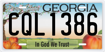 GA license plate CQL1386