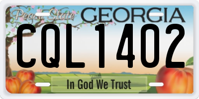GA license plate CQL1402