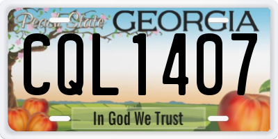 GA license plate CQL1407