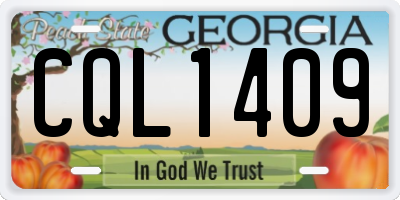 GA license plate CQL1409