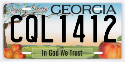 GA license plate CQL1412