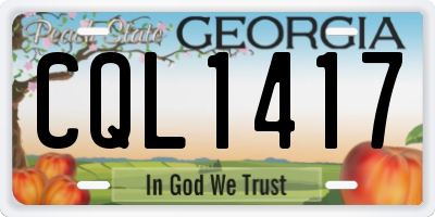 GA license plate CQL1417