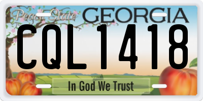 GA license plate CQL1418