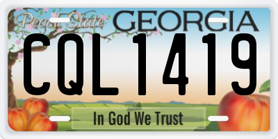 GA license plate CQL1419