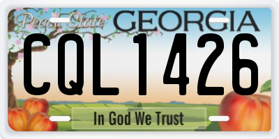 GA license plate CQL1426
