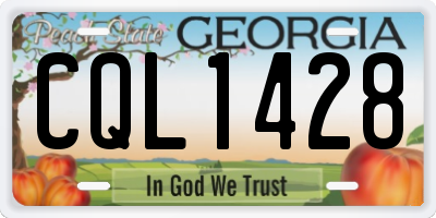 GA license plate CQL1428