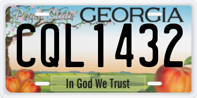 GA license plate CQL1432