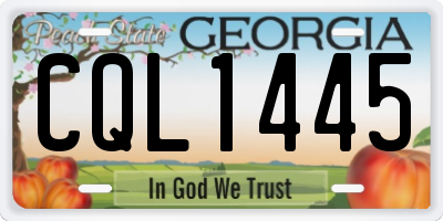 GA license plate CQL1445
