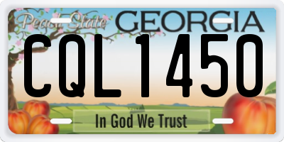 GA license plate CQL1450