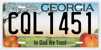 GA license plate CQL1451