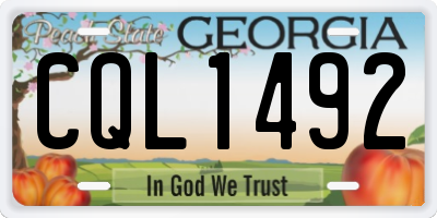 GA license plate CQL1492