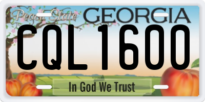 GA license plate CQL1600
