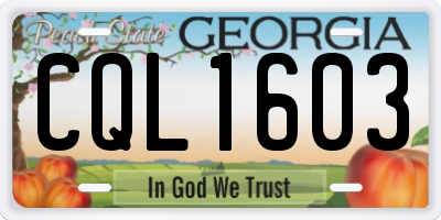 GA license plate CQL1603