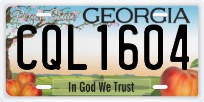 GA license plate CQL1604