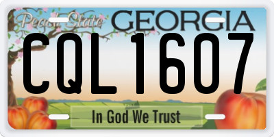 GA license plate CQL1607