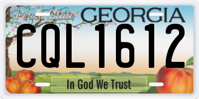 GA license plate CQL1612