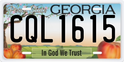 GA license plate CQL1615