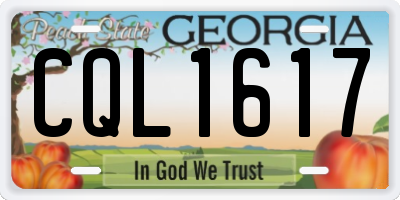 GA license plate CQL1617