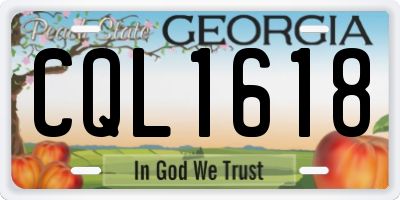 GA license plate CQL1618